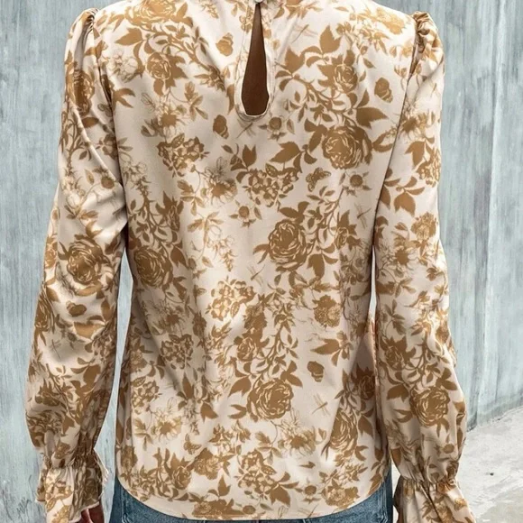 THANKSGIVING FLORAL LONG SLEEVE TOP - Picture 2 of 7